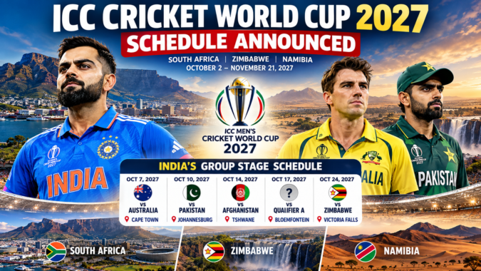 ICC Cricket World Cup 2027 Schedule: India vs Australia, Pakistan in Group A